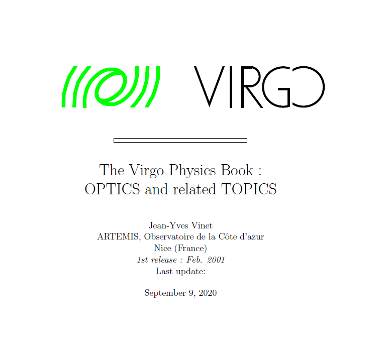 The Virgo Physics Book Optics And Related Topics